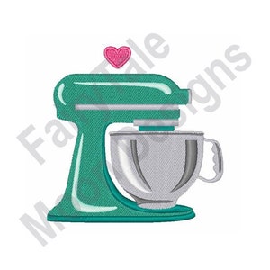 Keukenmixer - machineborduurontwerp, keukenmixer borduurpatroon, Baker's keukenmixer ontwerp, borduurpatroon Love Baking