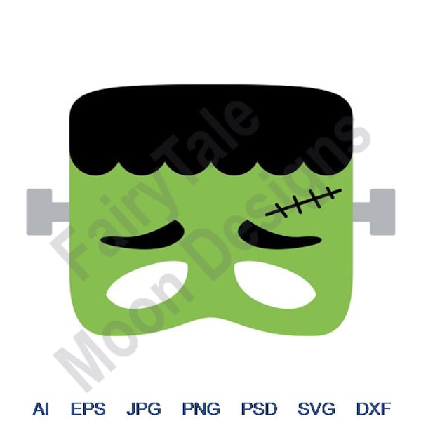 Frankenstein Mask - Svg, Dxf, Eps, Png, Jpg, Vector Art, Clipart, Cut File, Halloween Mask Svg, Frankenstein Mask Svg, Monster Costume Svg
