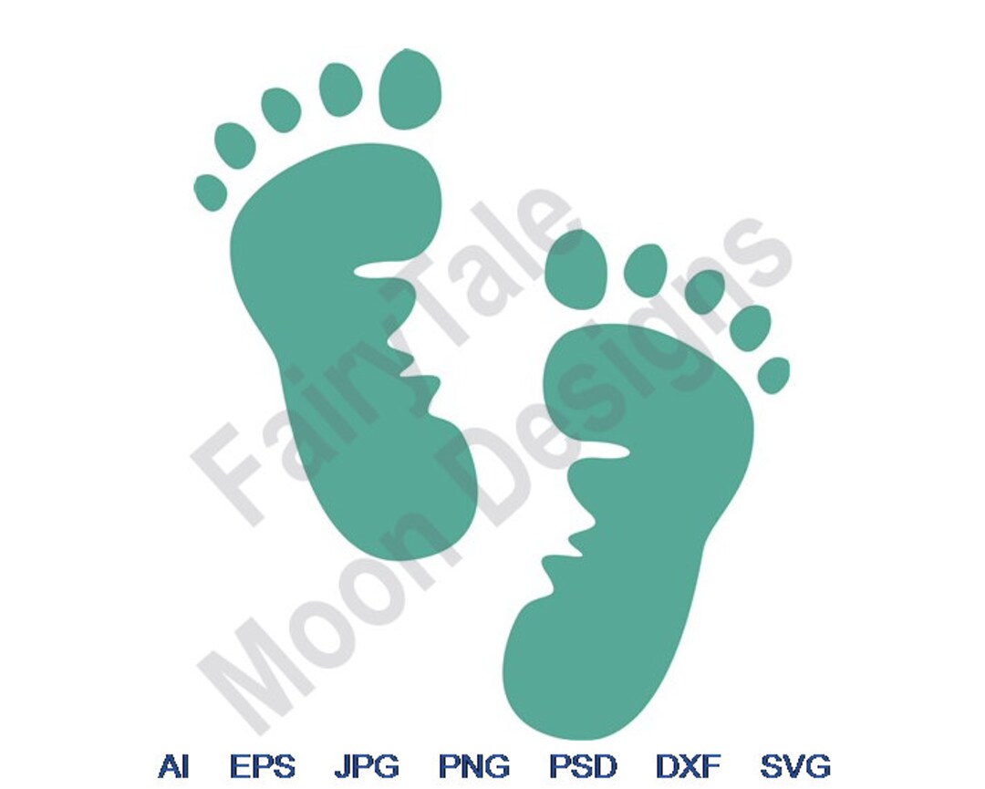 Baby Feet Svg, Dxf, Eps, Png, Jpg, Vector Art, Clipart, Cut File, Baby
