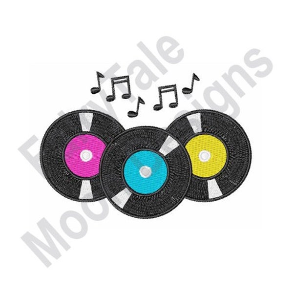 Vinyl Records - Machine Embroidery Design, 45S Records Embroidery Design, Music Records Embroidery Pattern, Phonograph, Gramophone Record