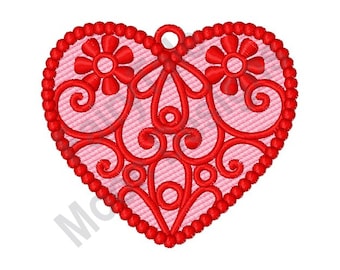 FSL Valentine Heart - Machine Embroidery Design, Freestanding Lace Heart Embroidery Pattern, Free Standing Lace Heart Embroidery, FSL Love