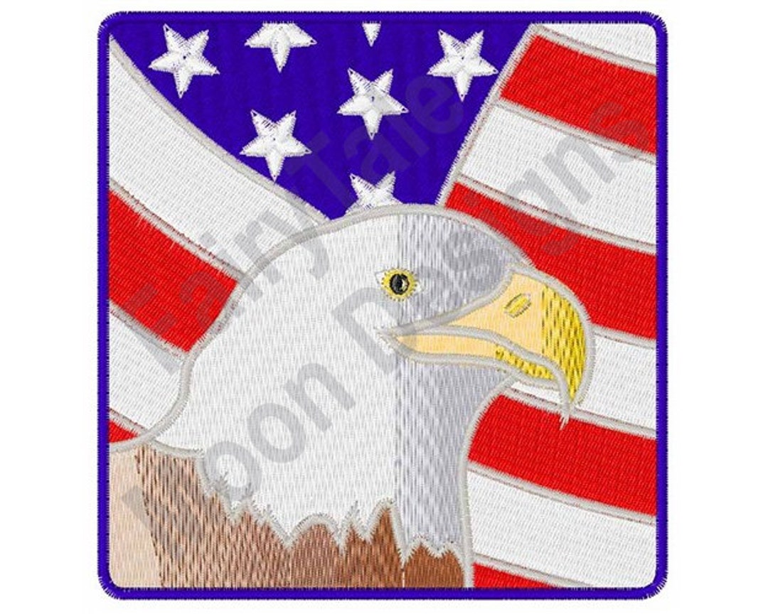 Bald Eagle & American Flag - Machine Embroidery Design, Patriotic USA ...
