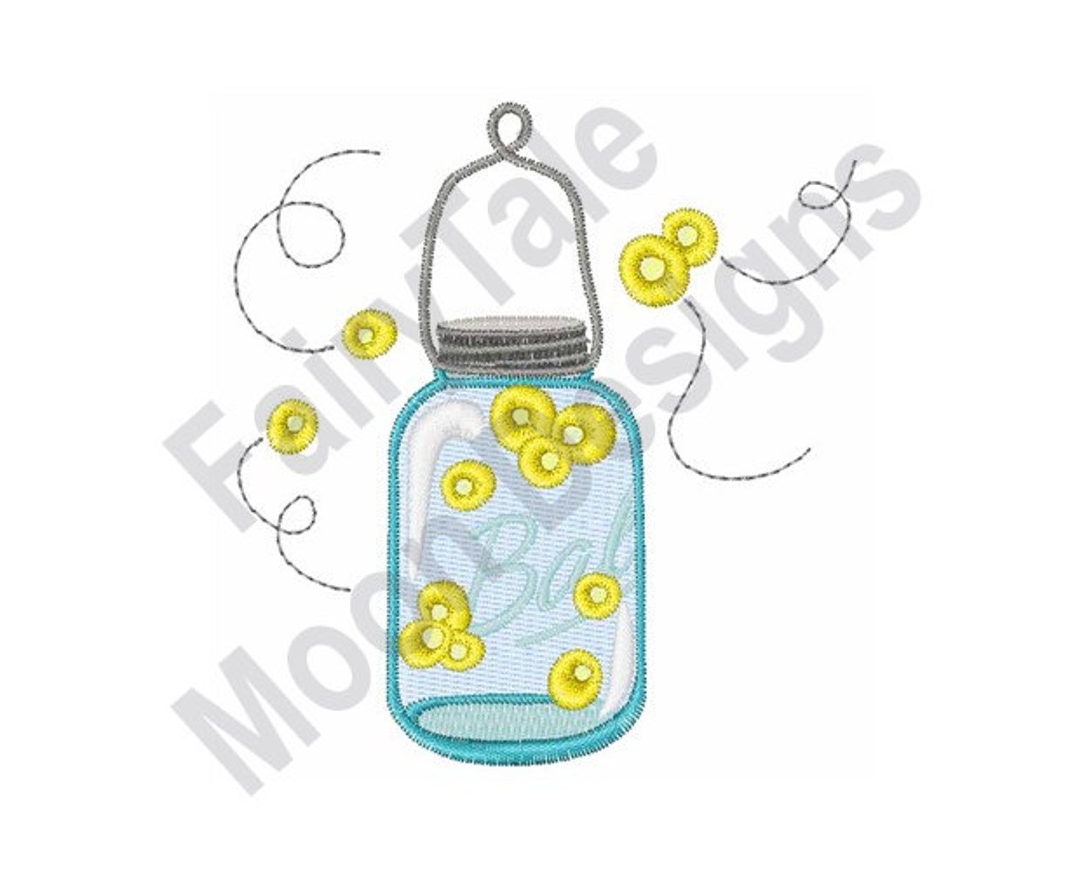 Firefly Mason Jar Machine Embroidery Design Summer Etsy
