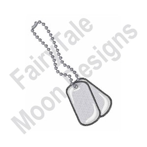 Dog Tags on Ball Chain - Machine Embroidery Design, Identification Tag Embroidery Pattern, MiIlitary Soldier Tag Embroidery Design