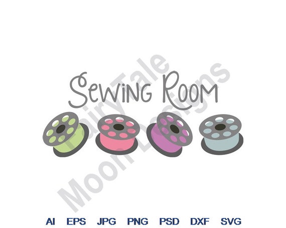 Sewing Room - Svg, Dxf, Eps, Png, Jpg, Vector Art, Clipart, Cut File, Thread Bobbins Svg, Sewing Bobbins, Bobbins Border Svg, Sewing Notions