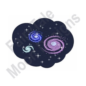 Space Galaxies - Machine Embroidery Design, Spiral Galaxy Embroidery Pattern, Milky Way Embroidery Design