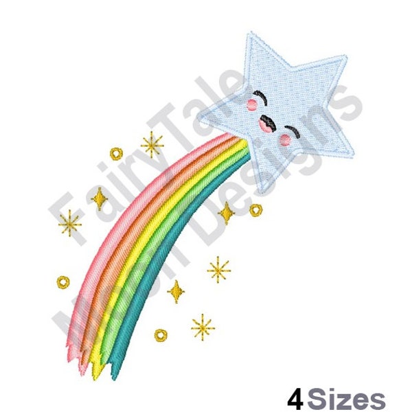 Rainbow Star - Machine Embroidery Design, Happy Face Star Embroidery Design, Baby Star Embroidery Pattern, Rainbow Embroidery Design