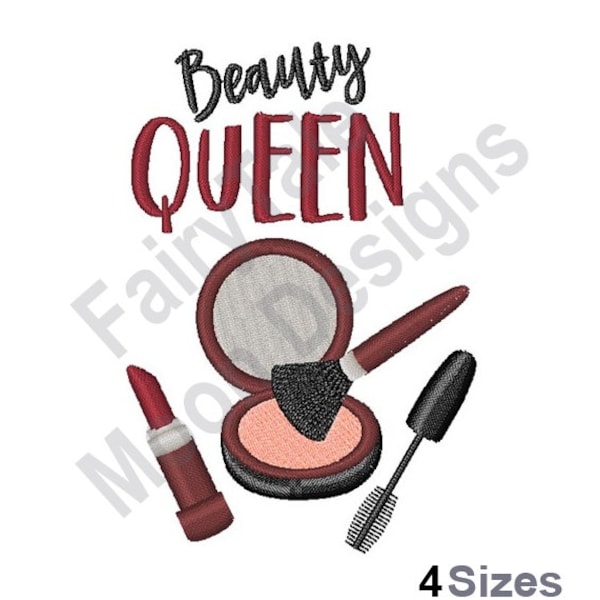 Beauty Queen Makeup - Machine Embroidery Design, Lipstick Design, Mascara & Blush Embroidery Pattern, Cosmetics Design, Make Up Embroidery