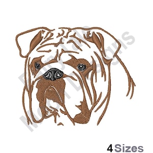 English Bulldog - Machine Embroidery Design, Bulldog Head Outline Embroidery Pattern, Dog Embroidery Design