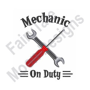 Mechanic On Duty - Machine Embroidery Design, Mechanic Tools Embroidery Pattern, Screwdriver & Wrench Embroidery Design, Spanner Design