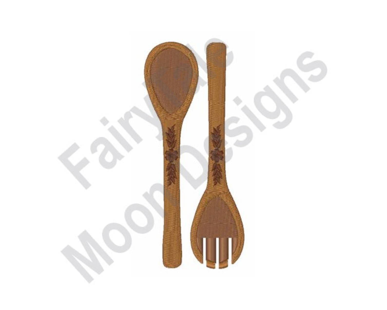 Wooden Fork & Spoon Machine Embroidery Design Kitchen Etsy
