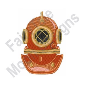 Taucherhelm - Maschinenstickerei, Taucherhelm Stickmuster, Old School Taucher, Vintage Taucherhelm Stickdatei