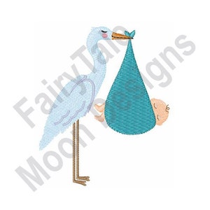 Stork With Baby Bundle - Machine Embroidery Design, Baby Delivery Embroidery Pattern, Baby Bundle Embroidery Design, Baby Shower Design