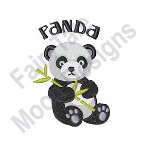 Giant Panda - Machine Embroidery Design, Panda Bear with Bamboo Embroidery Pattern, Baby Panda Embroidery Design