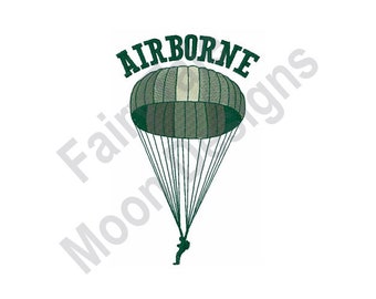 Airborne - Machine Embroidery Design, Military Parachuting Embroidery Pattern, Parachuter Embroidery Design