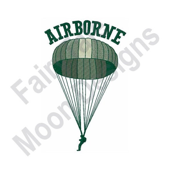 Airborne - Machine Embroidery Design, Military Parachuting Embroidery Pattern, Parachuter Embroidery Design