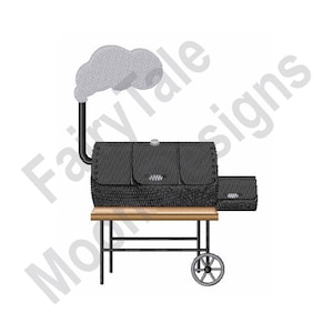 BBQ Smoker Grill - Machine Embroidery Design, Vintage Charcoal Grill Embroidery Pattern, Outdoor Barbecue Grill Design, Barbeque Grilling