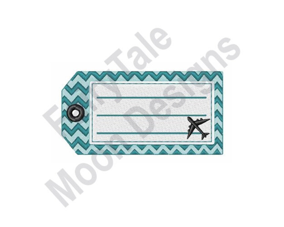 Luggage Tag Machine Embroidery Design, Bag Tag Embroidery Pattern