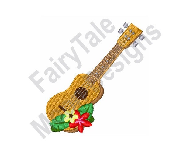 Ukulele - Machine Embroidery Design, Ukelele Embroidery Pattern, Musical String Instrument Embroidery Design