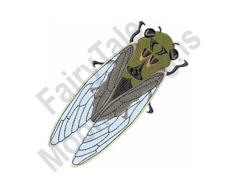 セミ - 機械刺繍デザイン、セミの昆虫刺繍パターン、オーストラリアの昆虫刺繍デザイン