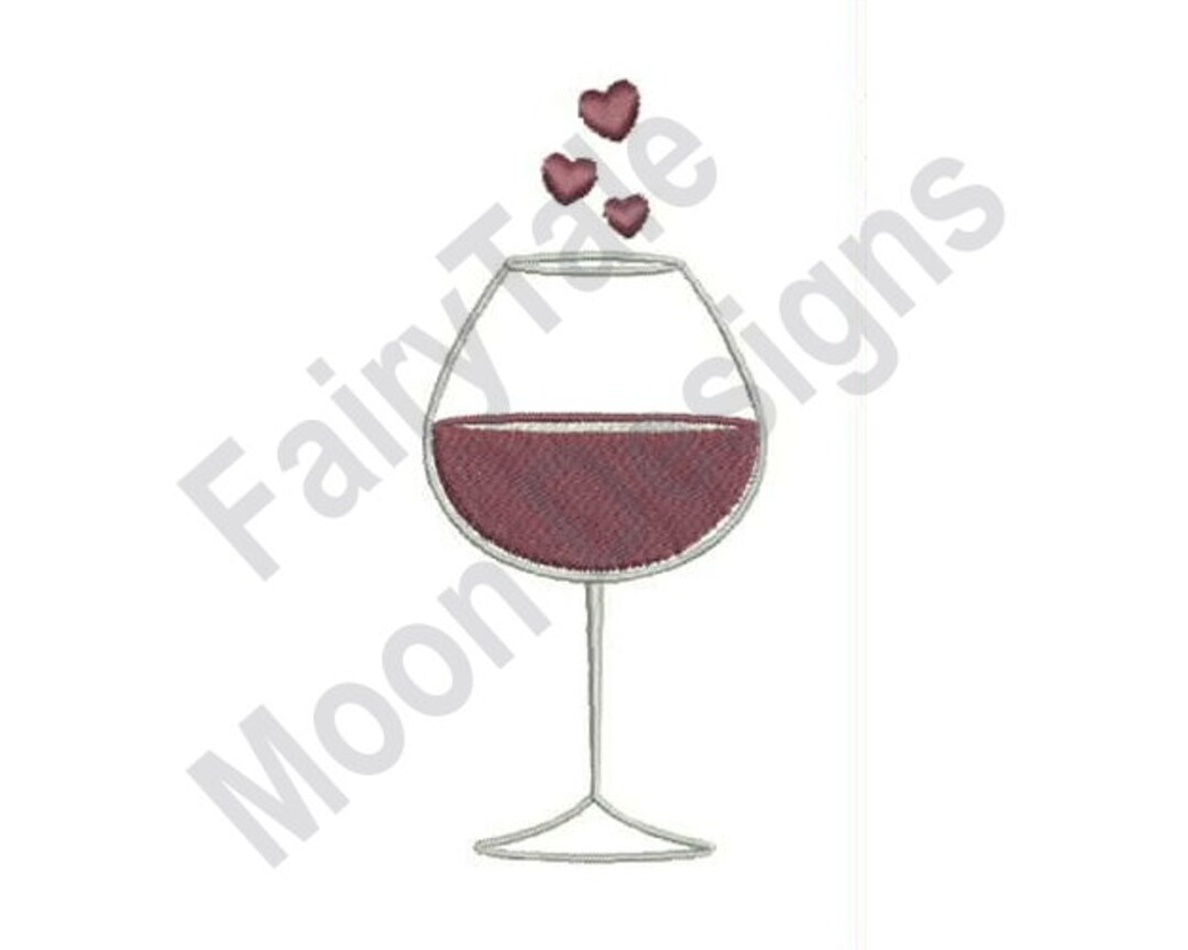 I Love Red Wine Machine Embroidery Design, Red Wine Glass Embroidery