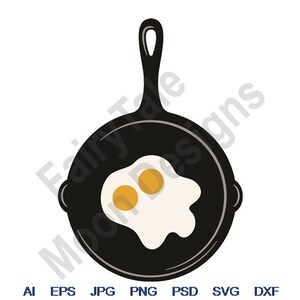 Egg Frying Pan - Svg, Dxf, Eps, Png, Jpg, Vector Art, Clipart, Cut File, Frying Pan Svg, Kitchen Pan Svg, Fry Pan Svg, Breakfast Eggs Svg
