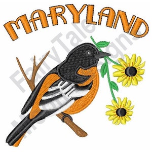 Oriole du Maryland - motif de broderie Machine, motif de broderie oiseau loriot mâle, motif de broderie Susan aux yeux bruns