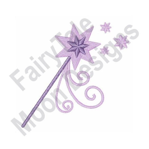 Princess Wand - Diseño de bordado a máquina, patrón de bordado de varita mágica, diseño de bordado de varita mágica de princesa