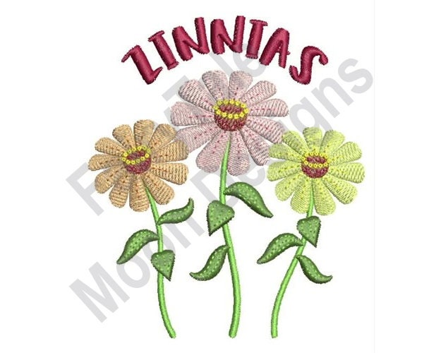 Zinnias Machine Embroidery Design Zinnia Embroidery Etsy