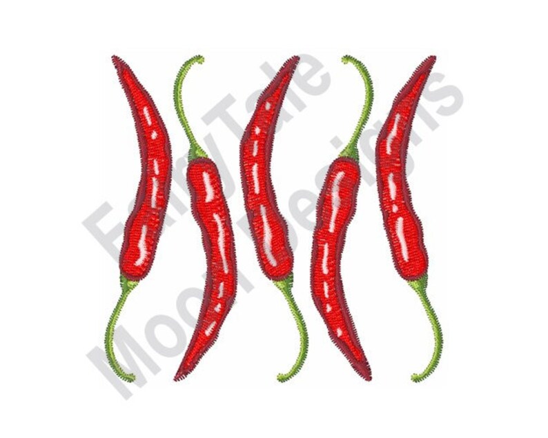 Red Chili Peppers Machine Embroidery Design Hot Peppers Etsy