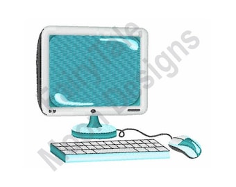 Monitor & Keyboard - Machine Embroidery Design, Computer Monitor Embroidery Pattern, Computer Keyboard Embroidery, Computer Mouse Design