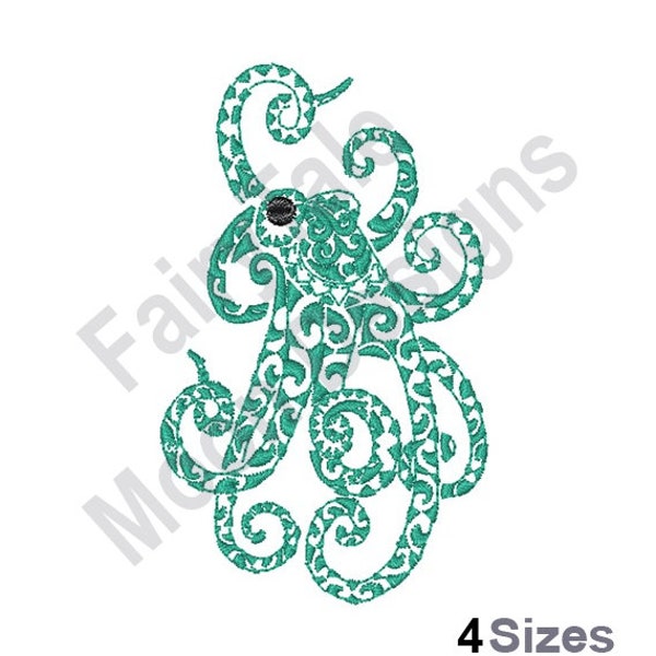 Octopus - Machine Embroidery Design, Octopus Outline Embroidery Pattern