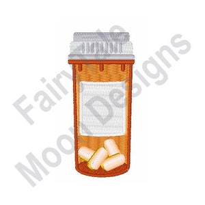 Pill Bottle - Machine Embroidery Design, Medicine Pill Bottle Embroidery Pattern, Pharmacy Bottle Embroidery Design