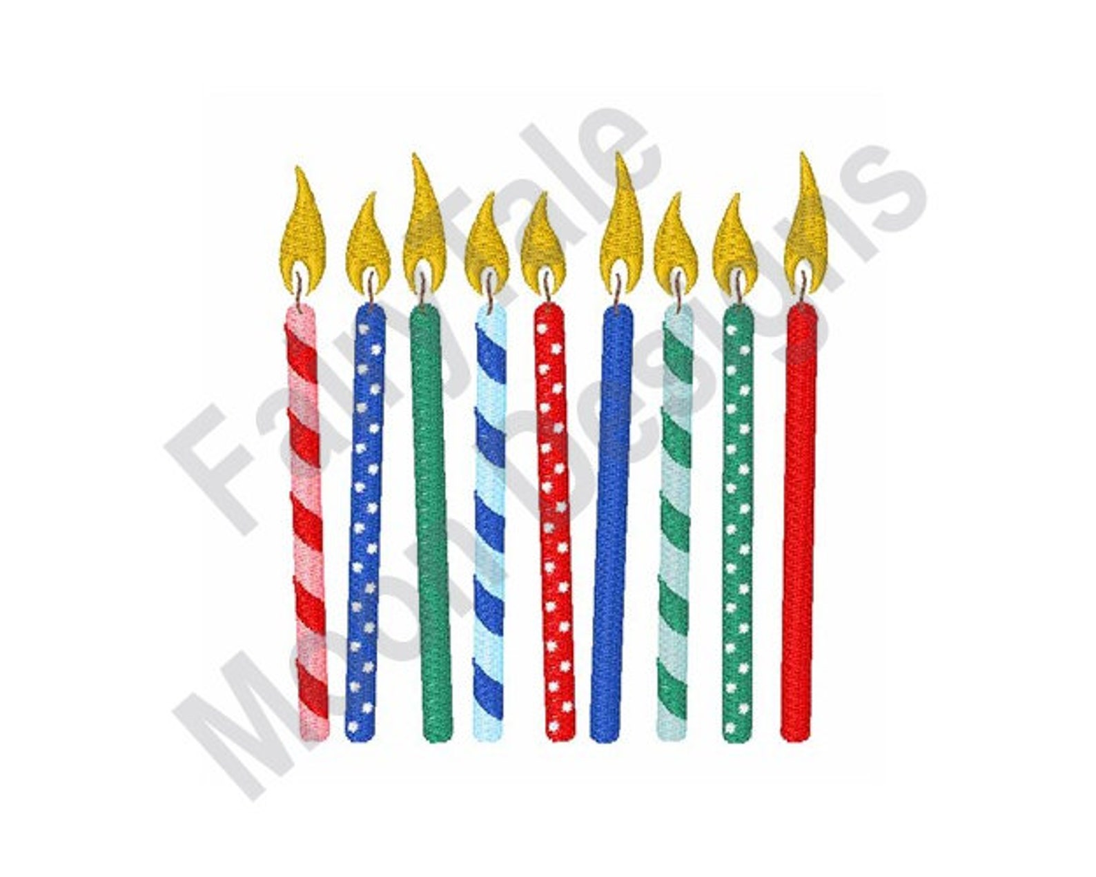 Birthday Candles Machine Embroidery Design Burning Candles Etsy
