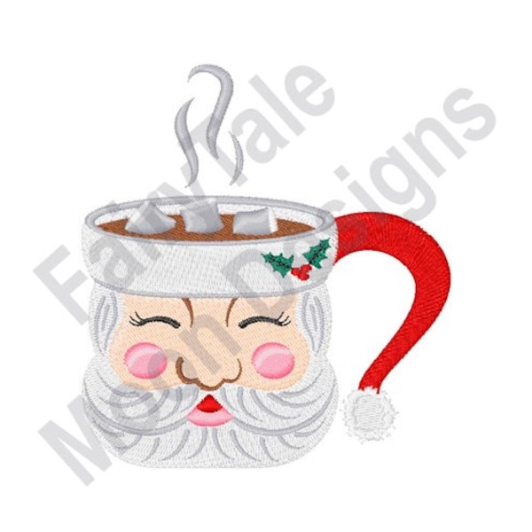 Santa Mug - Machine Embroidery Design, Santa Claus Face Mug Embroidery Design, Christmas Chocolate Cup Pattern, Santa Face Cup Design