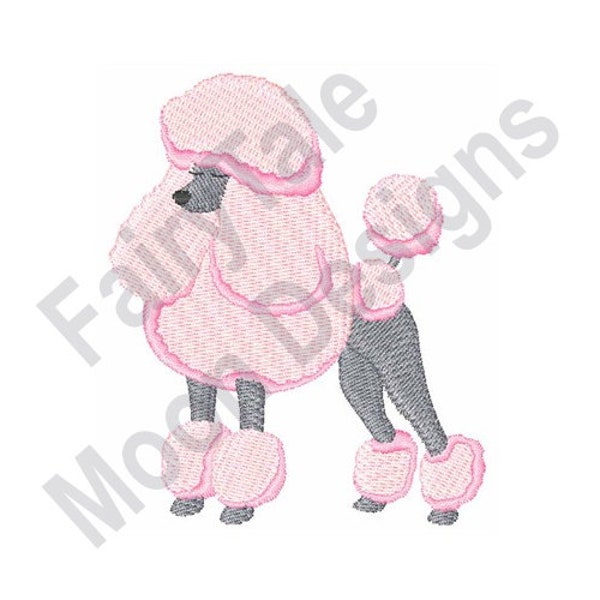 Pink Poodle - Machine Embroidery Design, Poodle Girl Embroidery Pattern, Cute Poodle Puppy Embroidery Design, Caniche Dog Design