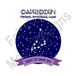 Capricorn Constellation - Machine Embroidery Design, Astrological Sign Embroidery Pattern, Capricorn Traits Embroidery, Sea Goat Zodiac Sign