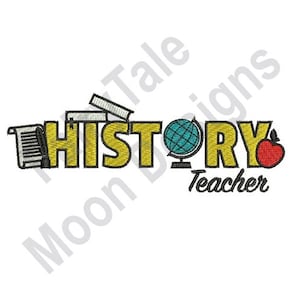Profesor de Historia - Diseño de bordado a máquina, Patrón de bordado de libro de historia, Diseño de bordado de globo terráqueo, Diseño de bordado de mapa de la Tierra
