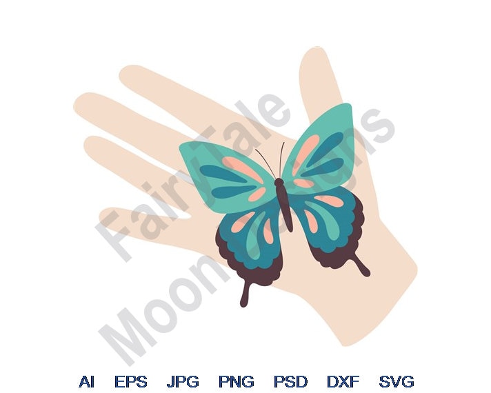 Butterfly Hand Svg Dxf Eps Png Jpg Vector Art Clipart Etsy UK