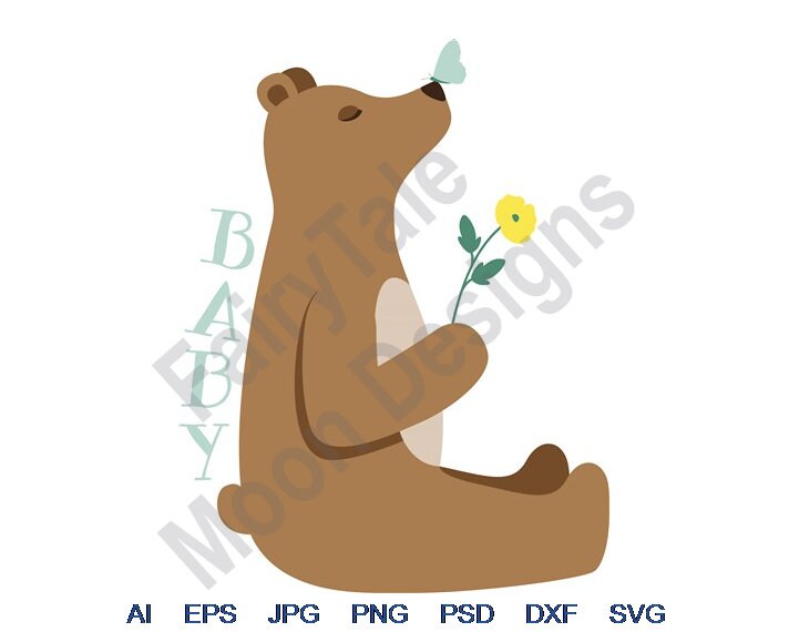Baby Bear Svg Dxf Eps Png Jpg Vector Art Clipart Cut | Etsy