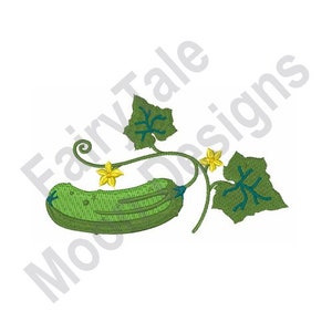 Cucumber - Machine Embroidery Design, Cucumber Flowers & Leaf Embroidery Pattern, Vegetable Embroidery Design