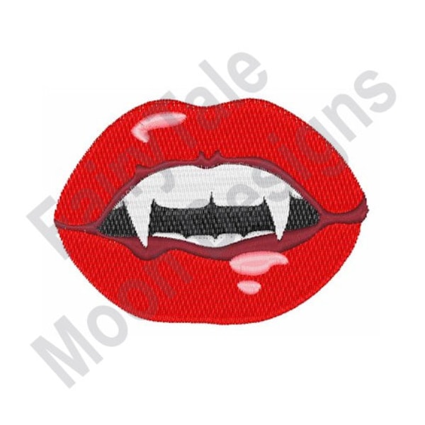 Vampire Fangs - Machine Embroidery Design, Vampire Mouth Embroidery Pattern, Vampire Teeth Design, Biting Lips Embroidery, Halloween Design