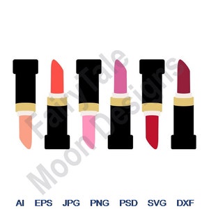 Lipstick Border - Svg, Dxf, Eps, Png, Jpg, Vector Art, Clipart, Cut File, Lipstick Tubes Svg, Womens Cosmetics Svg, Girls Makeup Svg