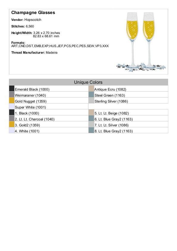 Champagne Glasses Machine Embroidery Design New Year's Etsy
