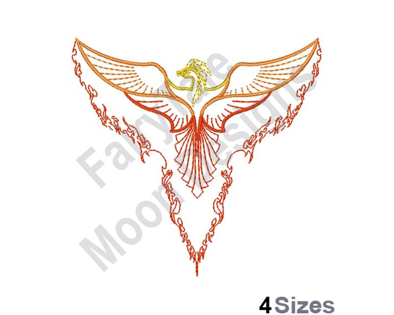 Phoenix Machine Embroidery Design Phoenix Outline Etsy