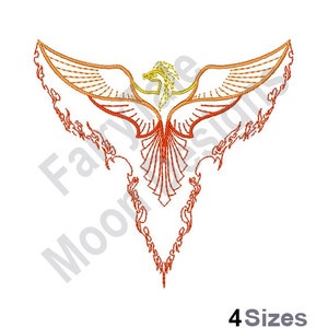 Phoenix - Machine Embroidery Design, Phoenix Outline Embroidery Pattern, Mythical Bird Embroidery Design