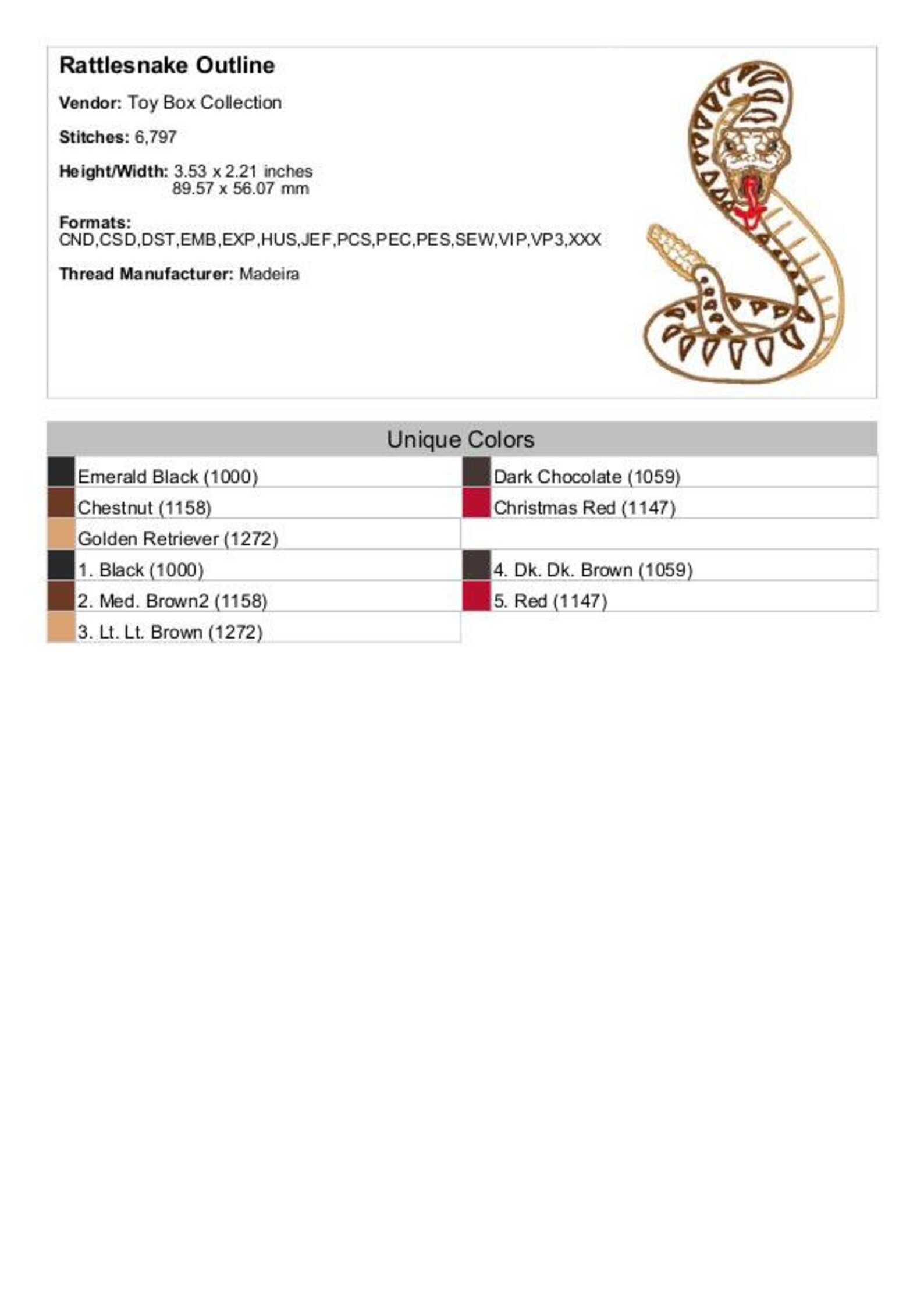 Rattlesnake Outline Machine Embroidery Design Snake Outline Etsy