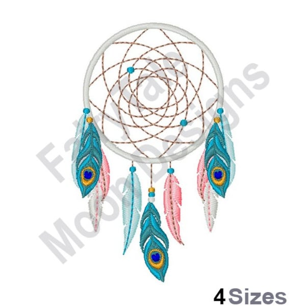 Peacock Feathers Dreamcatcher - Machine Embroidery Design, Dream Catcher Embroidery Pattern, Peacock Feathers Embroidery Design