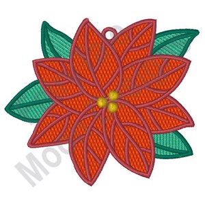 FSL Poinsettia - Machine Embroidery Design, Christmas Poinsettia Embroidery Pattern, Free Standing Lace Embroidery, Xmas Flower Ornament