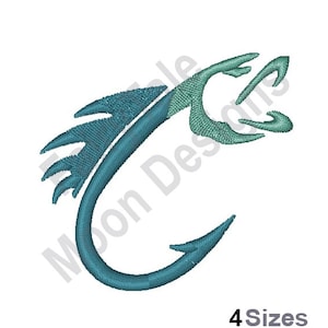 Fish Hook - Machine Embroidery Design, Fishing Hook Embroidery Pattern, Fish Embroidery Design